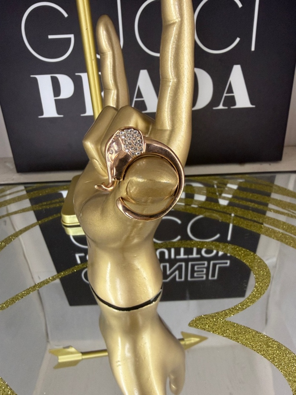 kate spade Rose Gold Elephant Ring with Crystal Pavé Accents